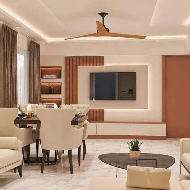 Minimalist Living Area with Concealed Media Storage & Floating Shelves - Execution #